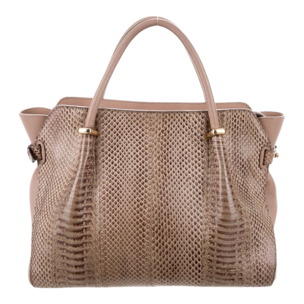 Nina Ricci Tan Python Le Marché Handbag Tote Set - Picture 7 of 8